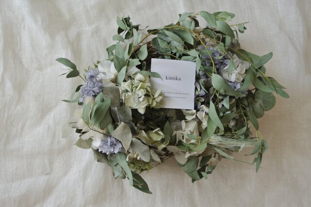秋色紫陽花とユーカリのwreath.snの画像1枚目