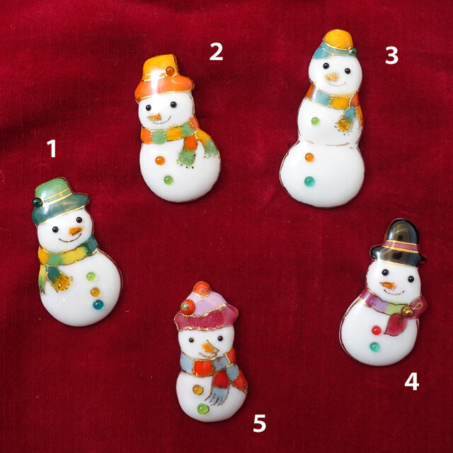 スノーマンの七宝焼ピンブローチ(ピンバッジ)2020【受注制作】