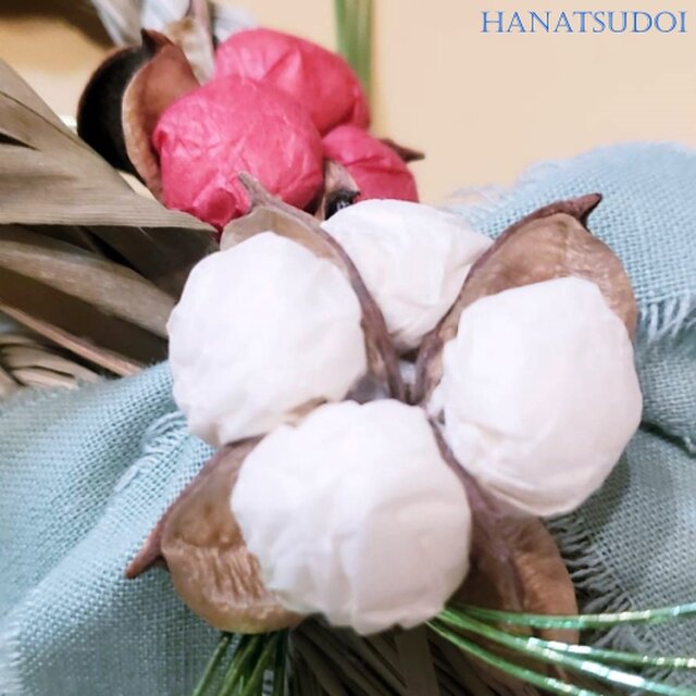 手作りキット 手漉き和紙 紅白 木の実 お正月飾り Iichi ハンドメイド クラフト作品 手仕事品の通販