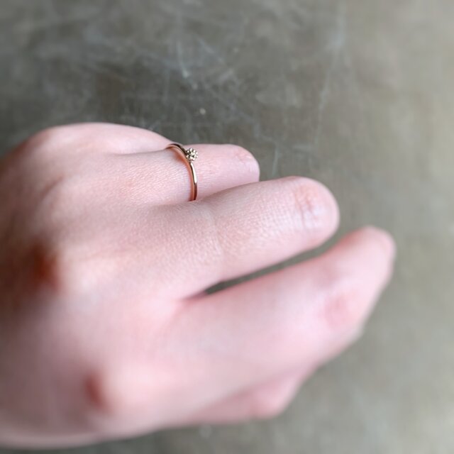 ミモザひとつぶリング K14 ピンクゴールド 14金ピンクゴールド 指輪の画像1枚目
