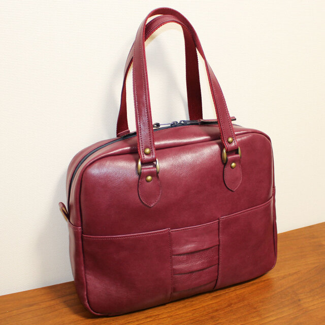 【受注生産】A４ビジネス革バッグ/ワイン