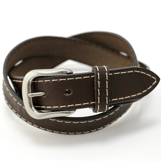 栃木レザー サイド ステッチ ベルト 日本製 35mm レザーベルト メンズ 本革 一枚革 ヌメ カジュアル ブラウン