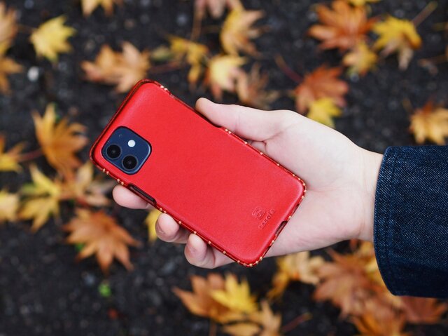 Leather handmade case / iPhone 12シリーズ:【カラー】ワインの画像1枚目