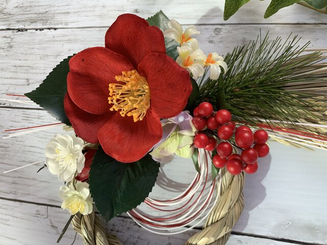 2021迎春！】椿のお正月飾りM◇ ♯お正月飾り ♯しめ縄 ♯しめ縄飾り