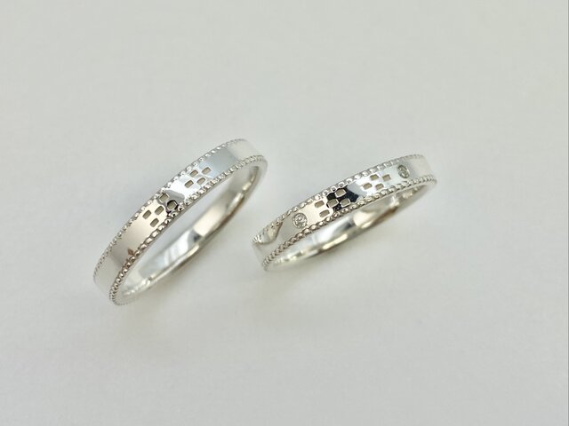 水色のハンドメイドリング バイカラーリング リングサイズ11号/カラー・アイスブルー