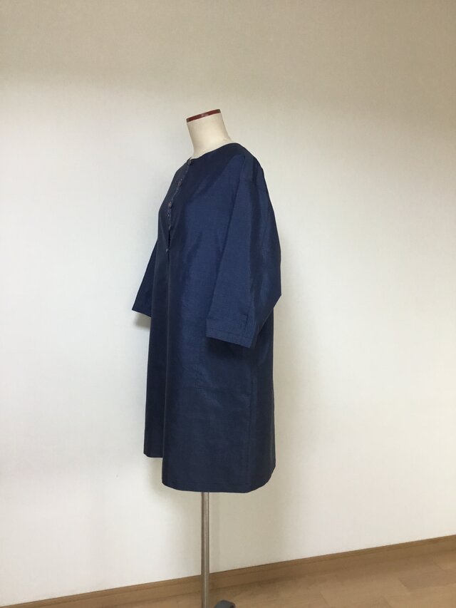 大島紬のチュニック、ワンピース 着物リメイク | iichi ハンドメイド 