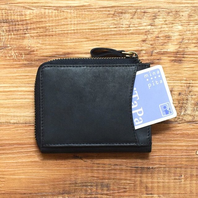 名入れ可 コンパクト ミニ財布 整理整頓 育てる財布 オールレザー L字ファスナー ブラック Haw015 Iichi ハンドメイド クラフト作品 手仕事品の通販