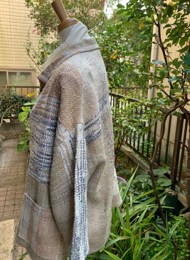 白の裂き織り襟付きジャケット | iichi 日々の暮らしを心地よくする