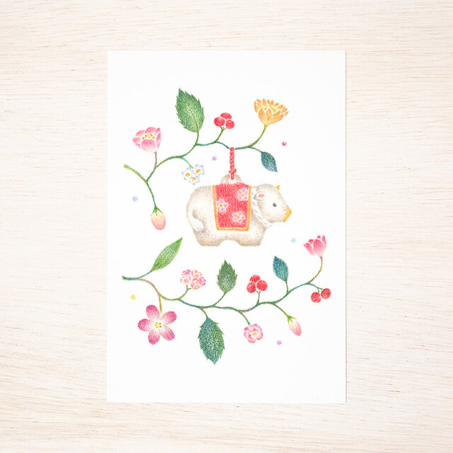 5枚セット 絵本のような ポストカード 丑の土鈴 Pc 556 Iichi ハンドメイド クラフト作品 手仕事品の通販