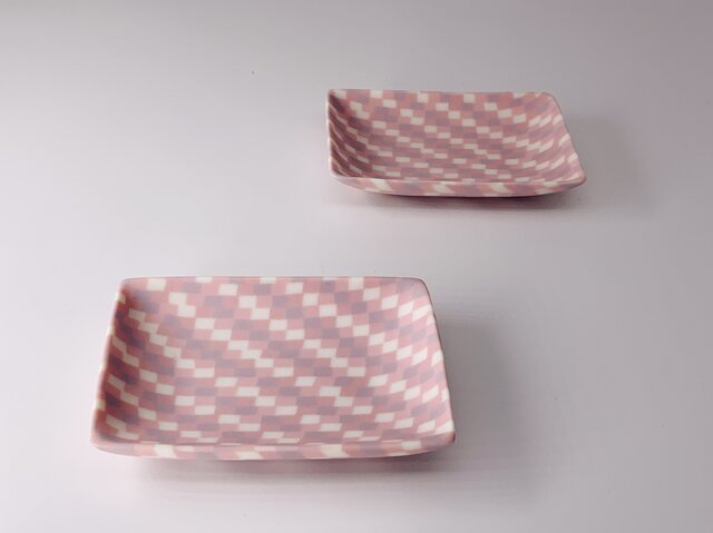 練り込み豆皿 checkeredの画像1枚目