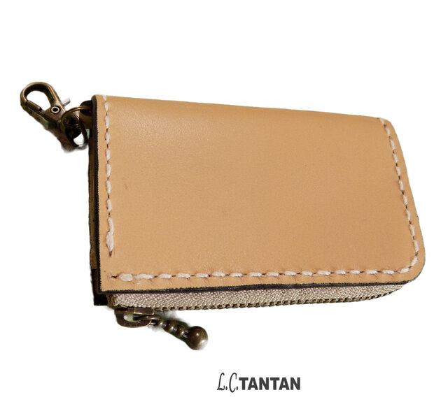 ファスナー付きミニケース《受注生産》手縫い本革コインケース