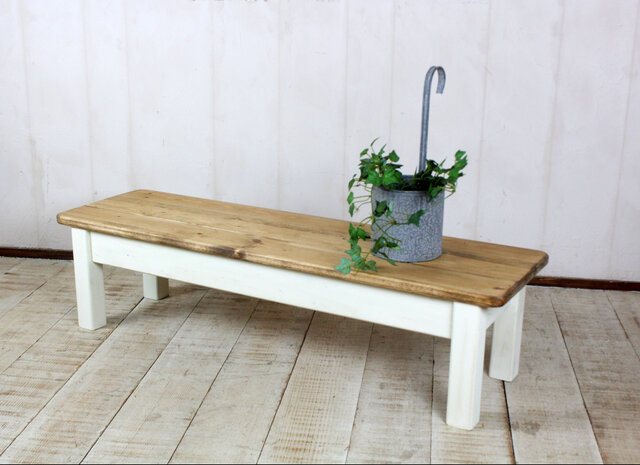 ホワイトシャビー サイドテーブル 花台 飾り台 キッズベンチ