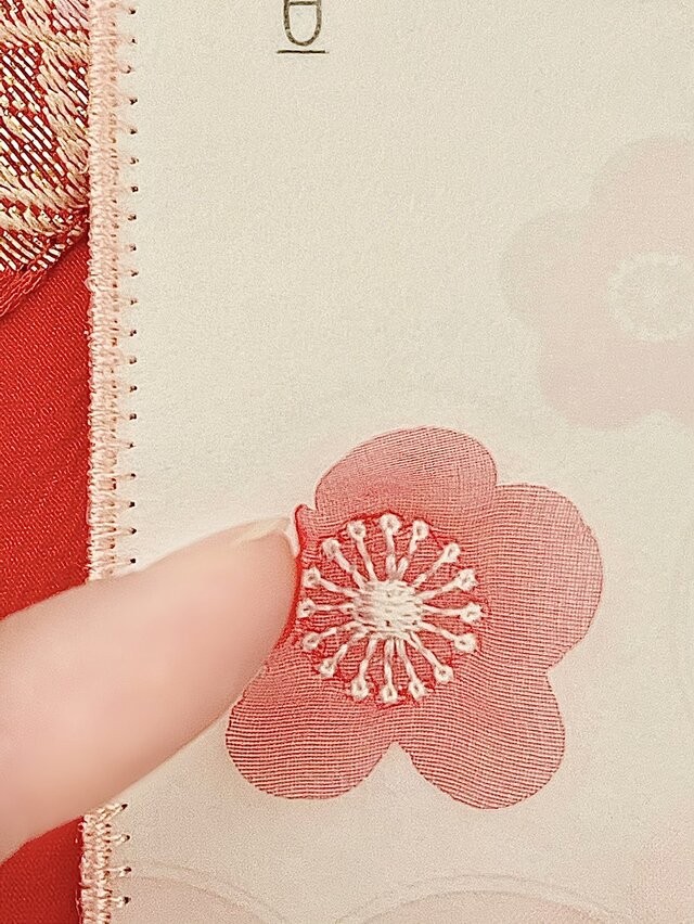【刺しゅうで作った年賀はがき】うれしっしゅの2021　年賀はがき　ひらひらお花　3枚セット