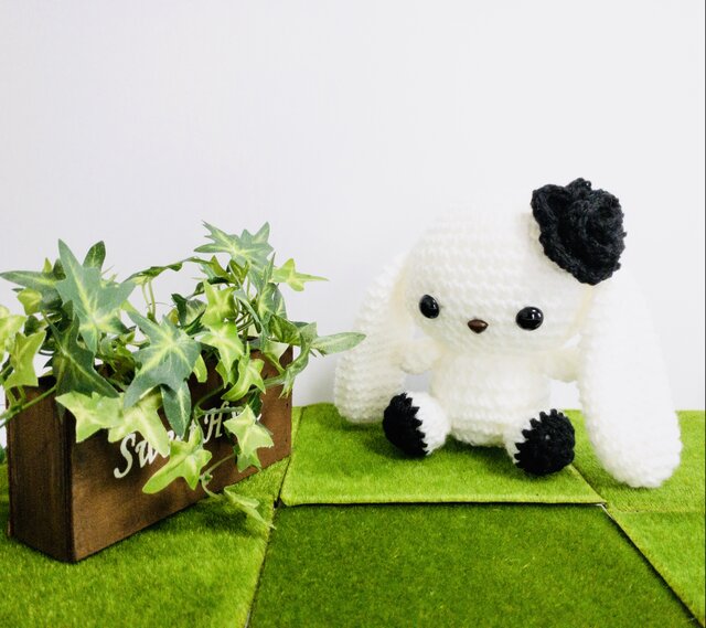 ロップイヤーうさぎ（垂れ耳ホワイト）☆あみぐるみ☆動物シリーズ