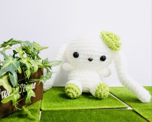 ロップイヤーうさぎ（垂れ耳ホワイト）☆あみぐるみ☆動物シリーズ