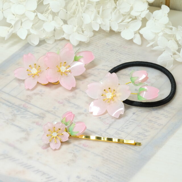 桜蕾ヘアゴム♥自分だけの春を待つ -ピンク- | iichi 日々の暮らしを