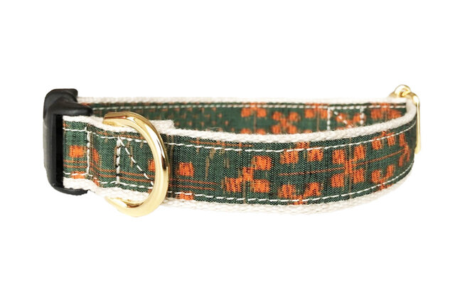 KIMONO / Kimono Remake DogCollar,Green(犬用首輪 きもの 松笠,グリーン)の画像1枚目