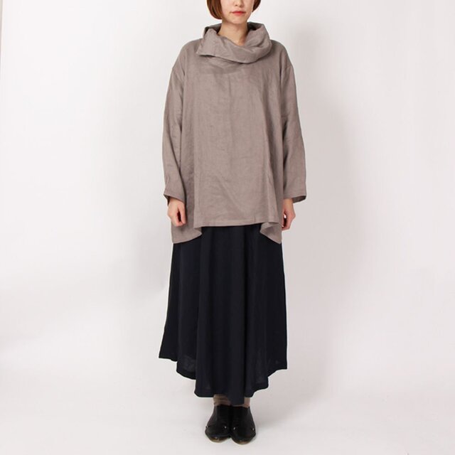 14番手綾織りアフガンネックプルオーバー(アッシュグレー)