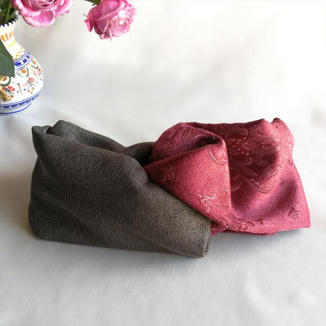 ヘアターバン　ボルドー　ダークブラウン　ツイストヘアバンド