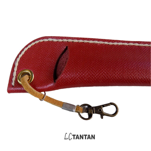 ねじり風ステッチのペンケース。ボールペンから万年筆まで入る。手縫い