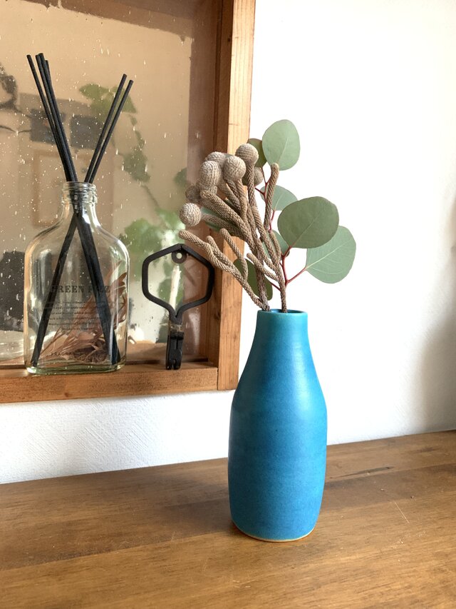 花瓶　ターコイズブルーj