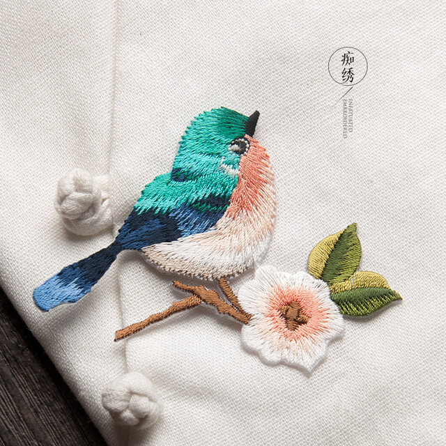 1枚】鳥と梅の花のワッペン 刺繍 アップリケ | iichi 日々の暮らしを