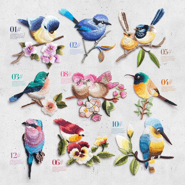 1枚】鳥と梅の花のワッペン 刺繍 アップリケ | iichi 日々の暮らしを