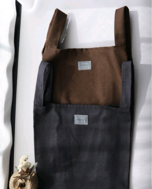 秋色コットンエコバッグ　中サイズ　栗色ブラウン　くすみブラック