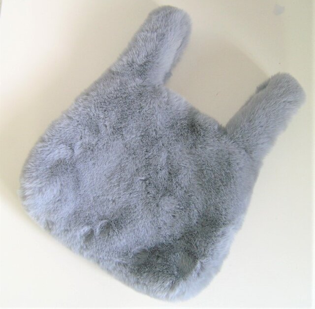 ¶ new antique fur ¶ エコバッグ型エコファーハンドバッグ◆ブルーグレーの画像1枚目