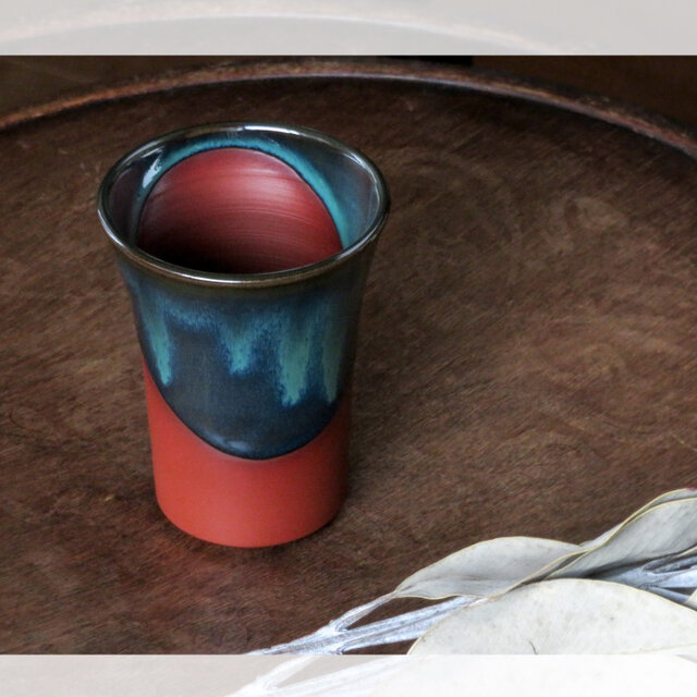 無名異焼：ビールコップ グリーン (小)