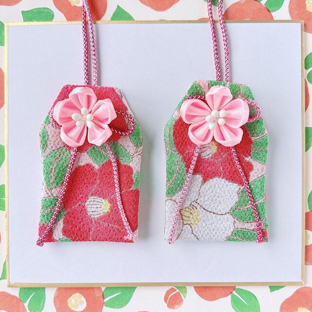 （乙女モダン椿）＜サイズオーダー可＞元巫女が作る花のお守り袋