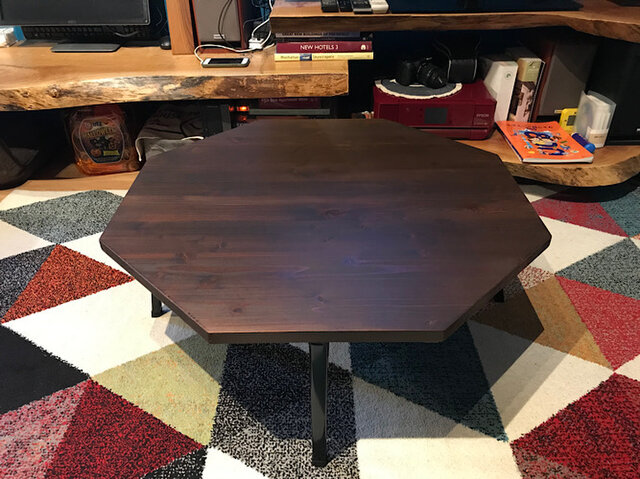 送料無料】 ローテーブル 8角 90cm スギ ブラウン 折りたたみ脚