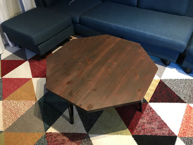 送料無料】 ローテーブル 8角 90cm スギ ブラウン 折りたたみ脚