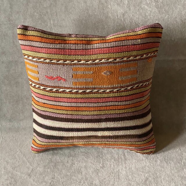 40cm　キリムピロー・ハンドメイドクッションカバー K400126