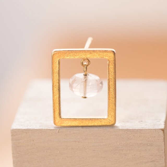 「窓」ライト(ピアス・イヤリング):ローズクォーツ