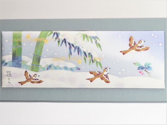 加賀友禅 染パネル【竹に雀】 | iichi 日々の暮らしを心地よくする