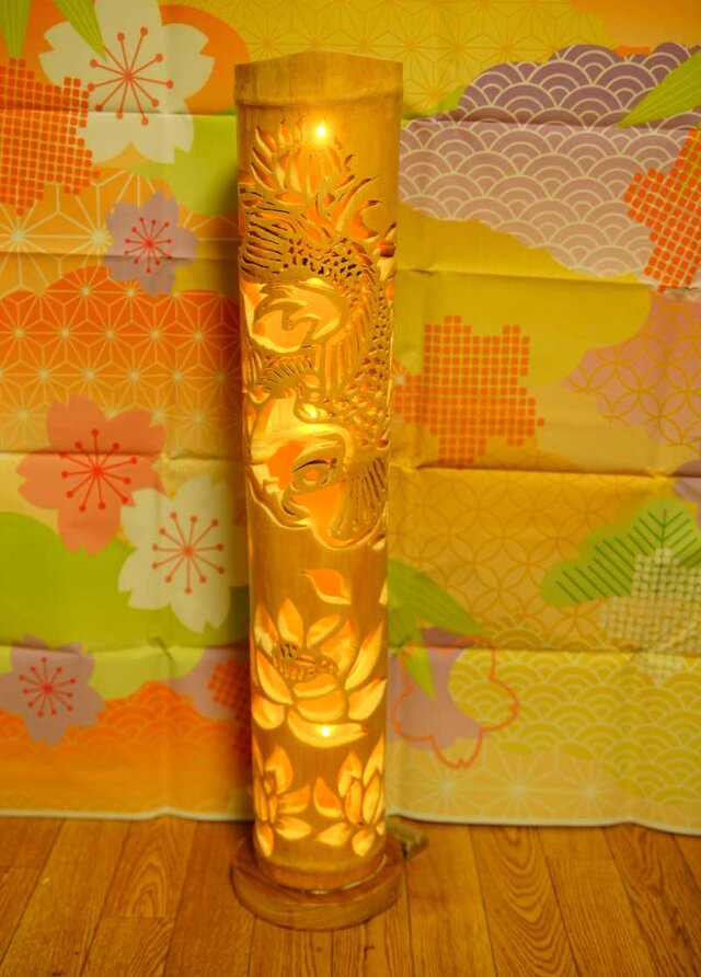竹灯籠 ～蓮池の鯉～ - 美術、工芸品