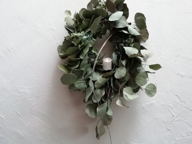 雫のwreath-ユーカリと紫陽花の画像1枚目