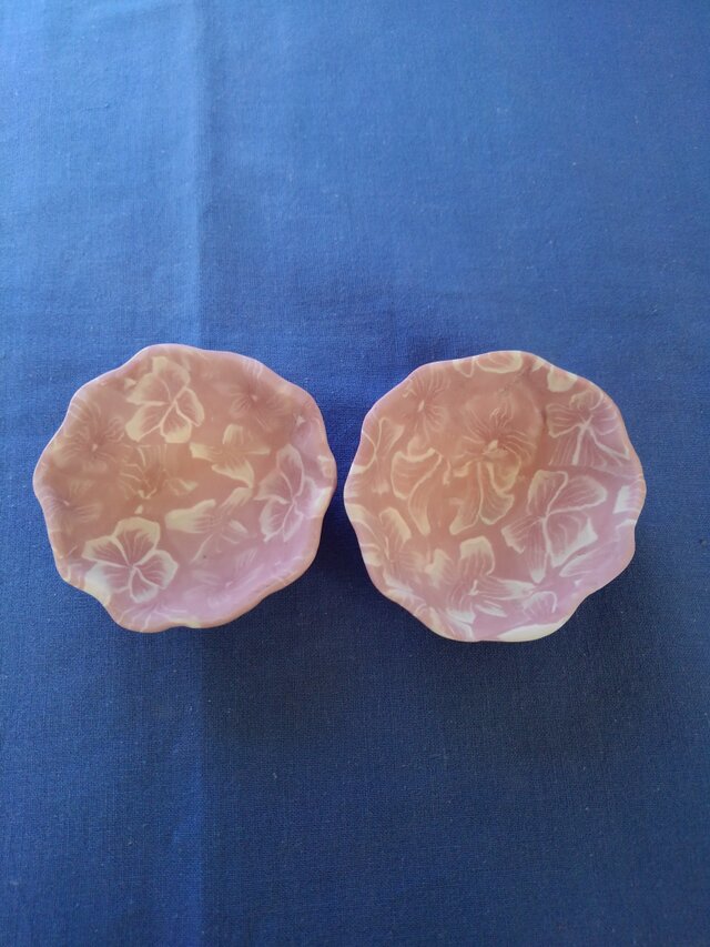 練り込み小花の豆皿兼箸置き2個セットの画像1枚目