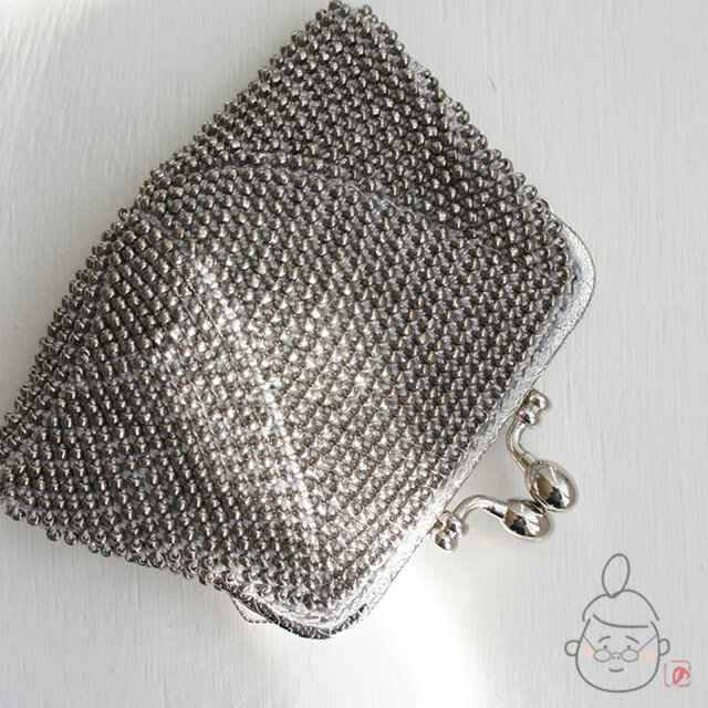 ばあば作☆大きめ・総ガラスビーズのスクエアがま口（splendeur・1365）