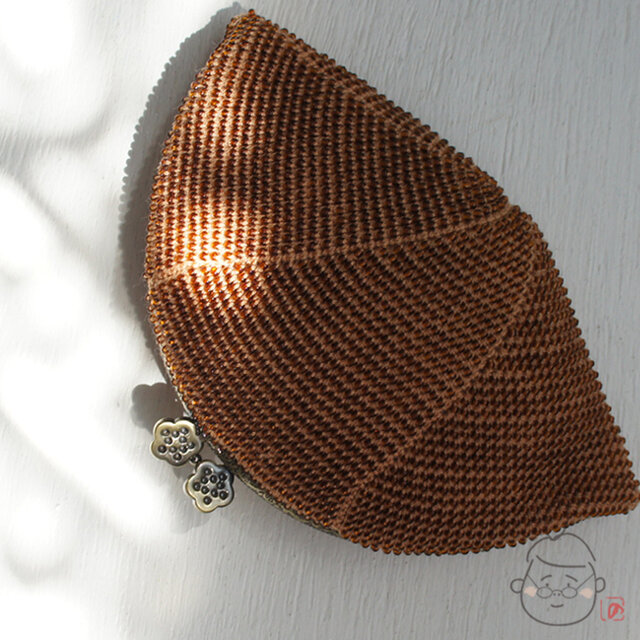 ばあば作☆シードビーズのさらに大きめがま口（coffee・1300）