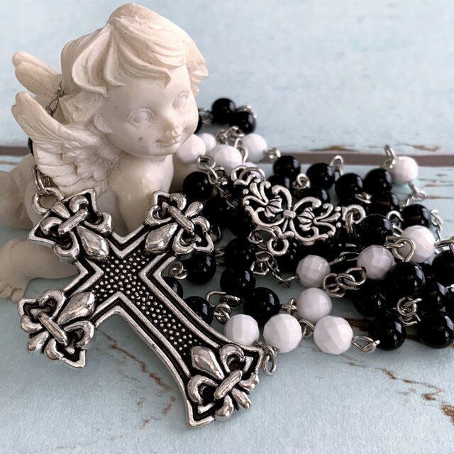 モリオンとホワイトオニキスのロザリオ