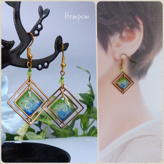 20p028・熱帯魚のピアス ホムポム