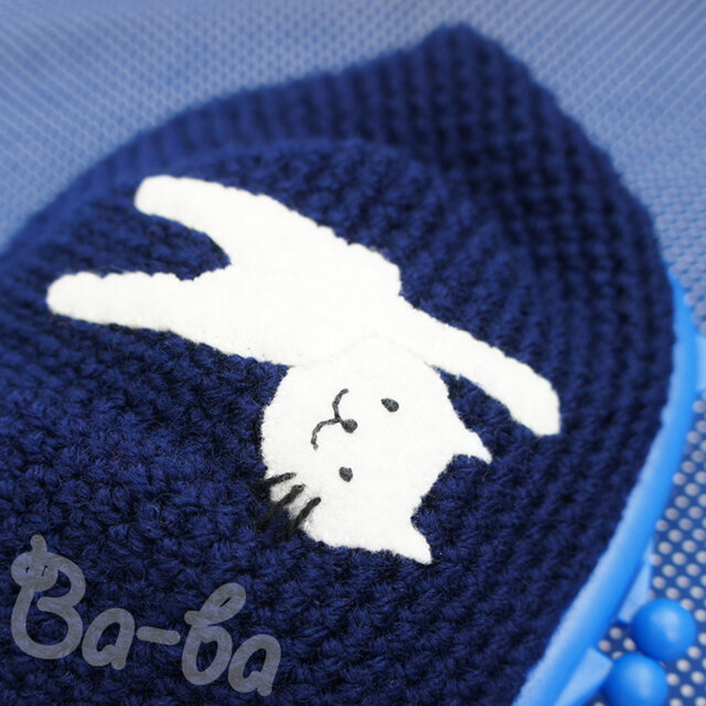 ばあば作♪ふりかえるシロのラク軽がま口（あおいろ・C1401）