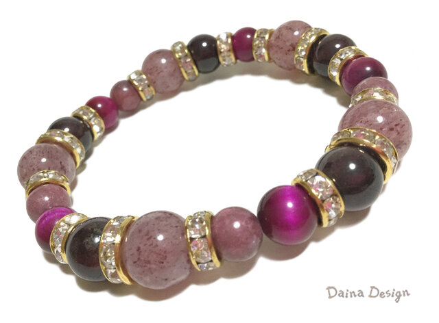 開運 金運 ブレスレット レア 天然石 エピドート ガーネット 桃虎目石