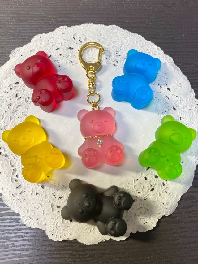 選べる6カラー☆bigくまグミキーホルダーの画像1枚目