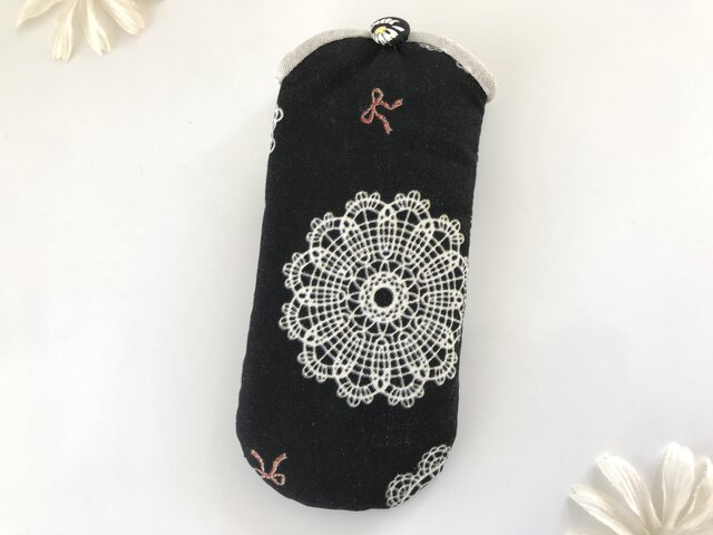 黒い編み込みメガネケース メガネケース サングラスケース カナビナ対応ベルト アウトドア