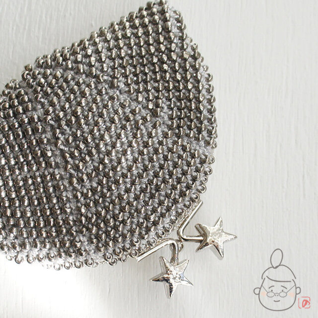 ばあば作☆☆総ガラスビーズのがま口（meteor・1372）