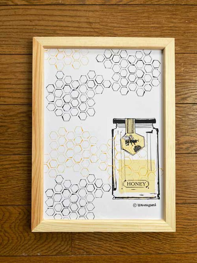 Honey ハチミツ インテリアイラストポスター Iichi ハンドメイド クラフト作品 手仕事品の通販