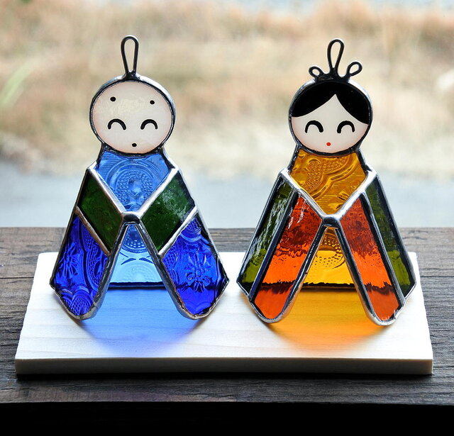 手のり雛 「おひなさま」 ステンドグラス 置物 | iichi 日々の暮らしを